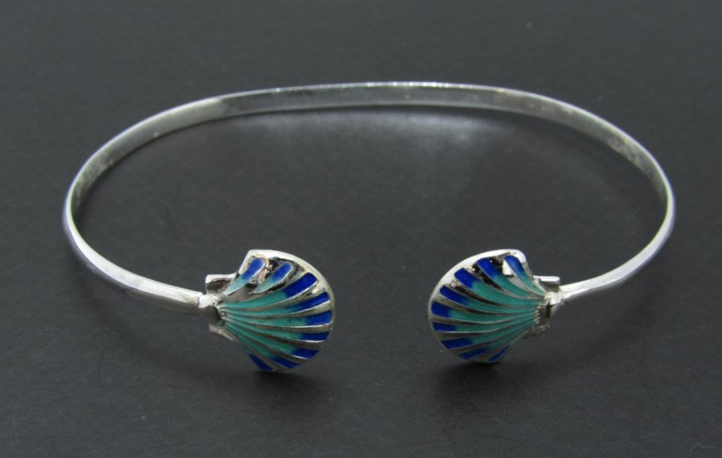 Pulseira de Vieiras de Santiago con Esmalte Azul